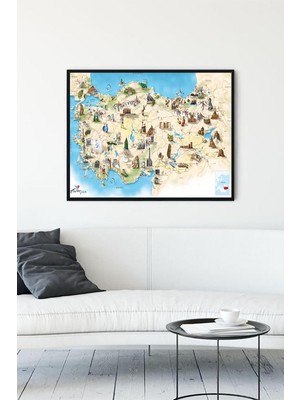 (PSTER13729) Türkiye Haritası Eğitim Çerçeveli Tablo 3 (40X50CM)