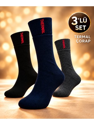 Pufazzo Kadın Erkek Kışlık Termal Havlu Soket Çorap 3'lü Set