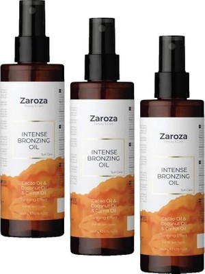 Prime Zaroza Bronzlaştırıcı Yağ Havuç Hindistan Cevizi Kakao Yağı 200 ml (3 Paketi)