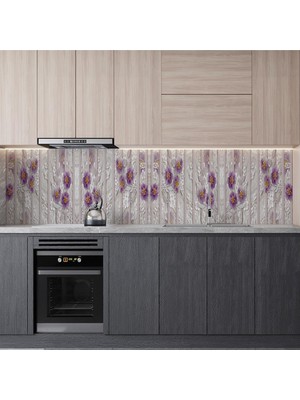 Prime Mutfak Tezgah Arası Folyo Kaplama Folyosu Mor Papatya 60X100 cm