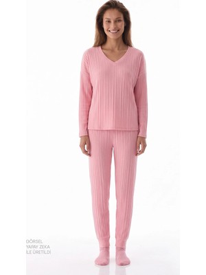 Penti Pembe Cozy Pink Uzun Kollu Pantolon Pijama Takımı