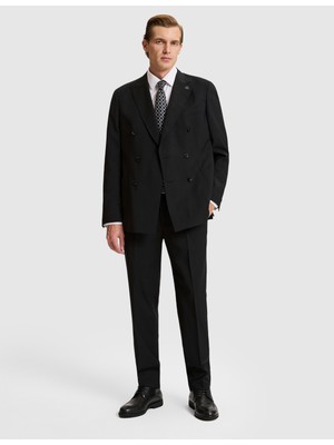 Pierre Cardin Siyah Slim Tailored Fit %100 Yün Kruvaze Takım Elbise 50328721 VR046