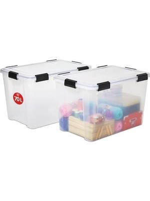 Ohyama, 2'li Set Hava Geçirmez Saklama Kutusu – All-Weather At-Ld – Plastik, Şeffaf, 2 x 70 L, U 59 x G 39 x Y 38 cm