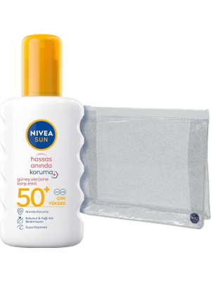 Sun SPF50 Anında Hassas Güneş Koruyucu Vücut Spreyi 200ML, Çanta Hediyeli, Güneş Alerjisine Etkili