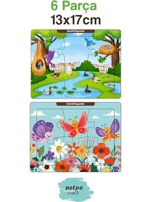 Çocuklar Için Eğitici ve Öğretici Ahşap 6 Parça 13X17 Renkli Puzzle 6'lı SET-606, 8692016027168