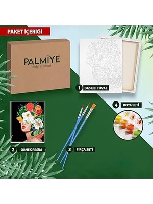 Hobi Sanat Sayılarla Boyama Tuval Seti Fırça Boya Dahil (Çıtalı) 40X50 cm - Kardaki Geyikler