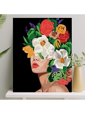 Hobi Sanat Sayılarla Boyama Tuval Seti Fırça Boya Dahil (Çıtalı) 40X50 cm - Çiçek Deryası