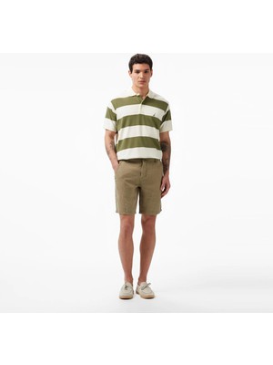 Nautica Men's Green Slim Fit Linen Shorts
