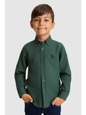U.S. Polo Assn. Erkek Çocuk Koyu Yeşil Uzun Kollu Basic Gömlek 50324687-VR079