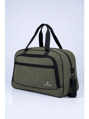 Viatox VT-009 Unısex Keten Kumaş Hostes Valiz Seyahat Tatil Spor Hastane Çok Gözlü El ve Omuz Çantası Kabin Haki