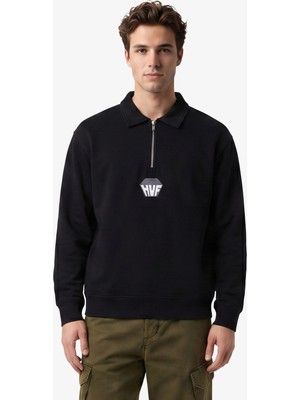 Huf Big Block 1/4 French Terry Zip Erkek Siyah Ceket