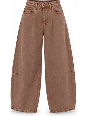 Purple By Banu Camel Beli Lastikli Balon Jean Pantolon