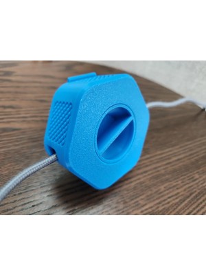 Kpln Store 3D Baskı Taşınabilir Kablo Düzenleyici Makara Şarj ve USB Kablo Toplayıcı Döner Kablo Sarıcı - Mavi