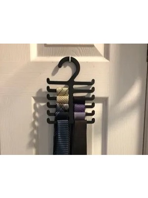 Kpln Store 3D Baskı Kravat Askısı Çok Kollu Dolap Içi Kravat ve Kemer Düzenleyici Askı Siyah