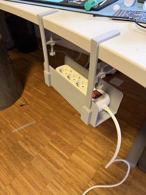 Kpln Store 3D Baskı Masa Altı Priz Kablosu Tutucu Kıskaçlı Uzatma Kablosu Askısı Matkapsız Montaj Gri