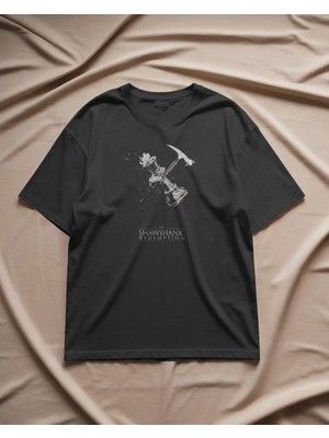 Buzagi Unisex Oversize Tişört The Shawshank Redemption Siyah %100 Organik Pamuk