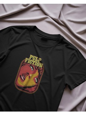Buzagi Unisex Tişört Pulp Fiction Siyah %100 Organik Pamuk