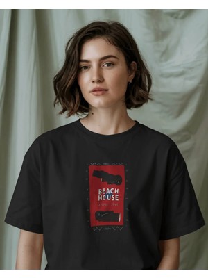 Buzagi Unisex Tişört Beach House Siyah