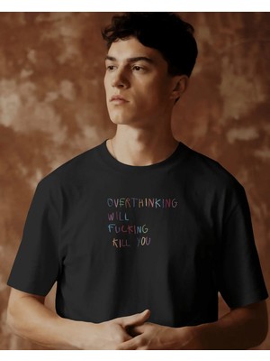 Buzagi Unisex Tişört Overthinking Siyah