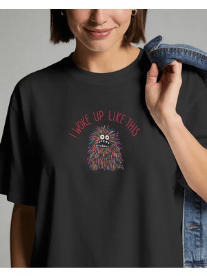 Buzagi Unisex Tişört I Woke Up Like This Siyah