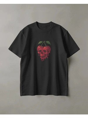 Buzagi Unisex Tişört Cherry Skull Siyah