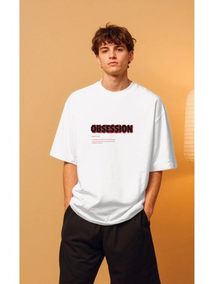Buzagi Unisex Oversize Tişört Obsession Beyaz