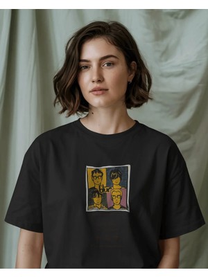 Buzagi Unisex Oversize Tişört Blur Siyah