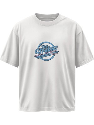 Buzagi Unisex Oversize Tişört The Strokes Beyaz