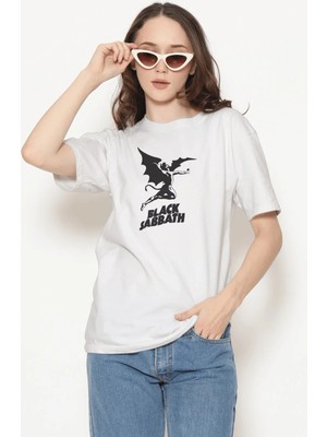 Buzagi Unisex Tişört Black Sabbath Beyaz
