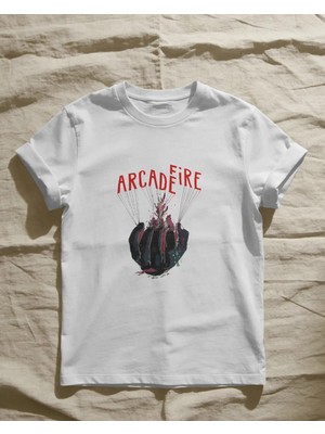 Buzagi Unisex Tişört Arcade Fire Beyaz