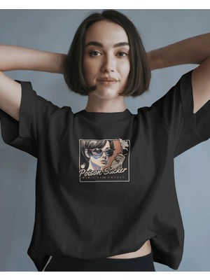 Buzagi Unisex Oversize Tişört Poison Sucker Siyah