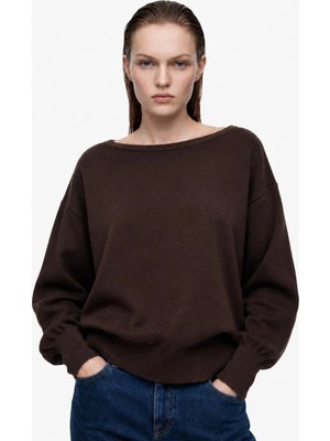 Hakke Kayık Yaka Yarasa Kol Oversize BLUZ
