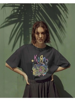 Buzagi Unisex Oversize Tişört Korn Siyah