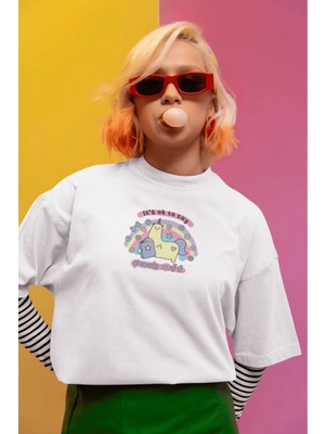 Buzagi Unisex Oversize Tişört F** Off Beyaz