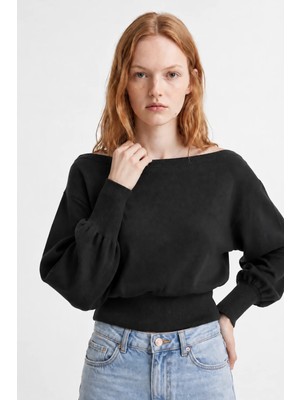 Hakke Kayık Yaka Yarasa Kol Oversize BLUZ