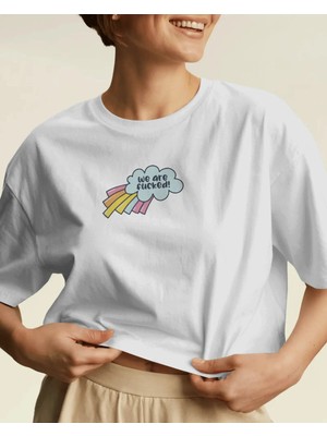 Buzagi Unisex Tişört We Are F*cked Beyaz
