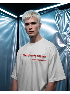 Buzagi Unisex Oversize Tişört Only One You Beyaz
