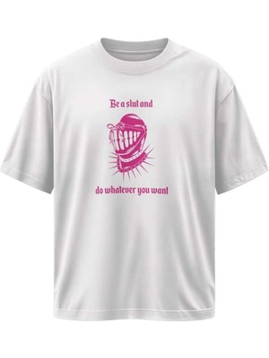 Buzagi Unisex Oversize Tişört Stay Hydrated Beyaz