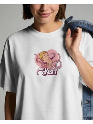 Buzagi Unisex Oversize Tişört Kraken Beyaz