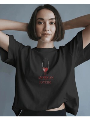 Buzagi Unisex Oversize Tişört American Psycho Siyah