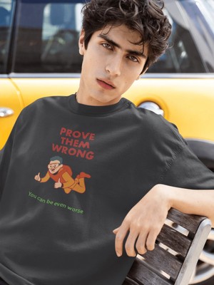 Buzagi Unisex Oversize Tişört Prove Them Wrong Siyah