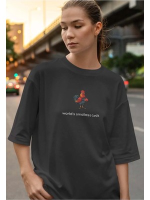 Buzagi Unisex Oversize Tişört Smallest Cock Siyah