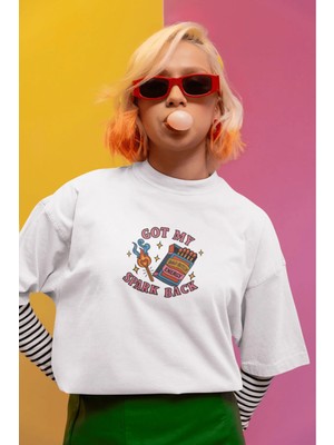 Buzagi Unisex Oversize Tişört Spark Beyaz