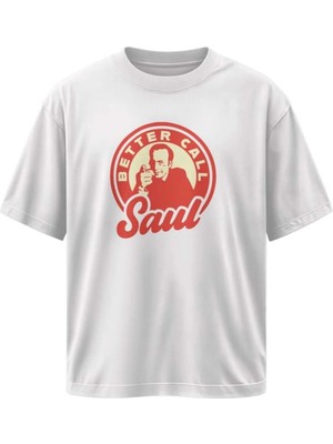 Buzagi Unisex Oversize Tişört Better Call Saul Beyaz