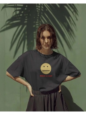 Buzagi Unisex Oversize Tişört Have A Day Siyah
