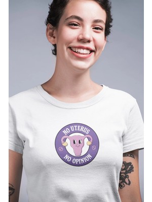 Buzagi Unisex Tişört No Uterus Beyaz