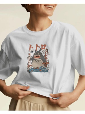 Buzagi Unisex Tişört Totoro Beyaz