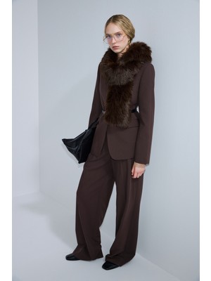 Lufian Katrın Kadın Ceket Regular Fit Koyu Kahve