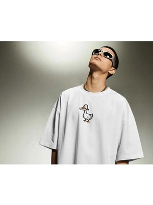 Buzagi Unisex Tişört Angry Goose Beyaz