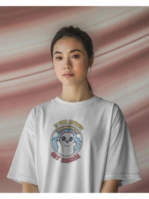 Buzagi Unisex Tişört Get Worse Beyaz